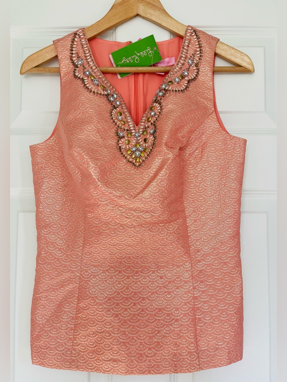 NWT Lilly Pulitzer Terrace Top Swimp Metallic Scallop Jacquard - 2